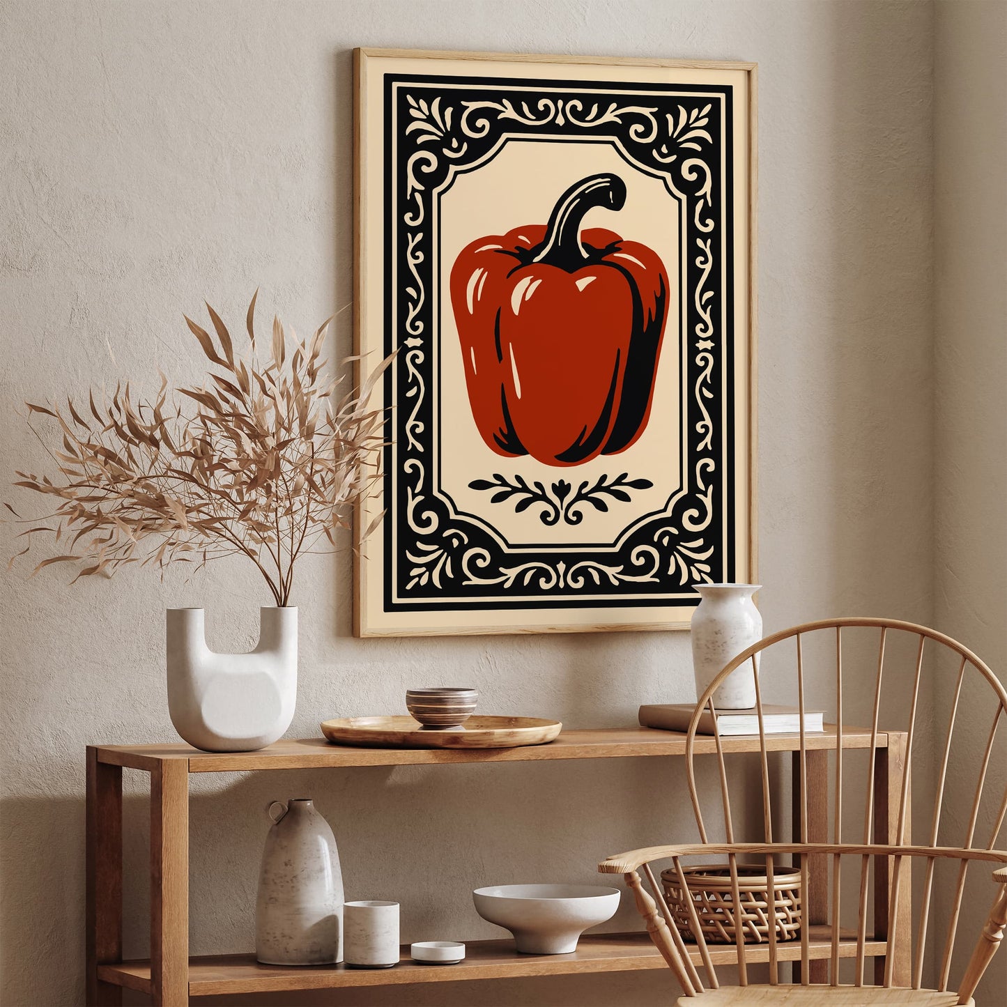 Red Bell Pepper Poster - Rococo Kitchen Wall Art Print