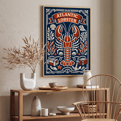 Atlantic Lobster Coastal Art Poster