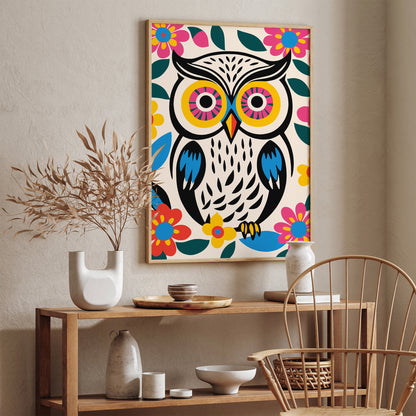 Colorful Owl Kids Room Decor Art Print