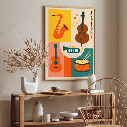 Wrong Notes Right Vibes Poster - Colorful Jazz Music Art