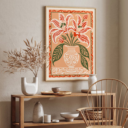 Lilium Flowers Rococo Style Art Print