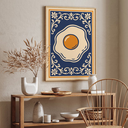 Fried Egg Rococo Style Poster - Elegant Kitchen Wall Art
