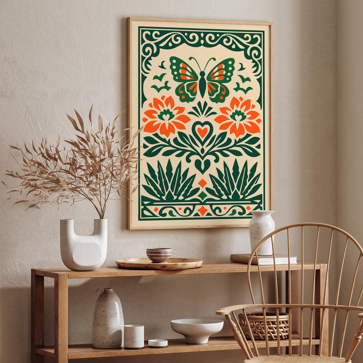 Mexican Boho Butterfly Art Poster