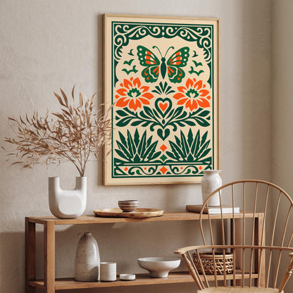 Mexican Boho Butterfly Art Poster