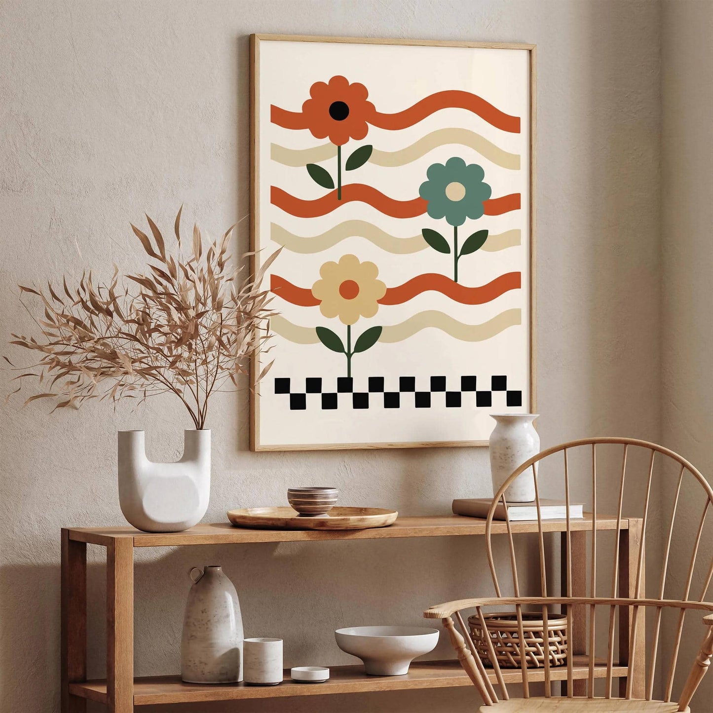 Abstract Retro Flowers Poster