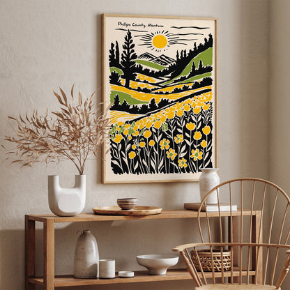 Phillips County Montana - Vintage Travel Wall Art Print