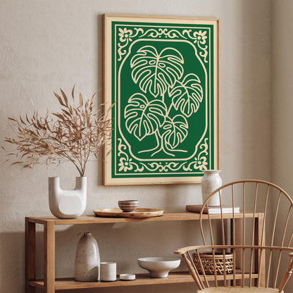 Green Monstera Plant Wall Art Print