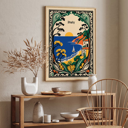 Italy Vintage Travel Lanscape Poster