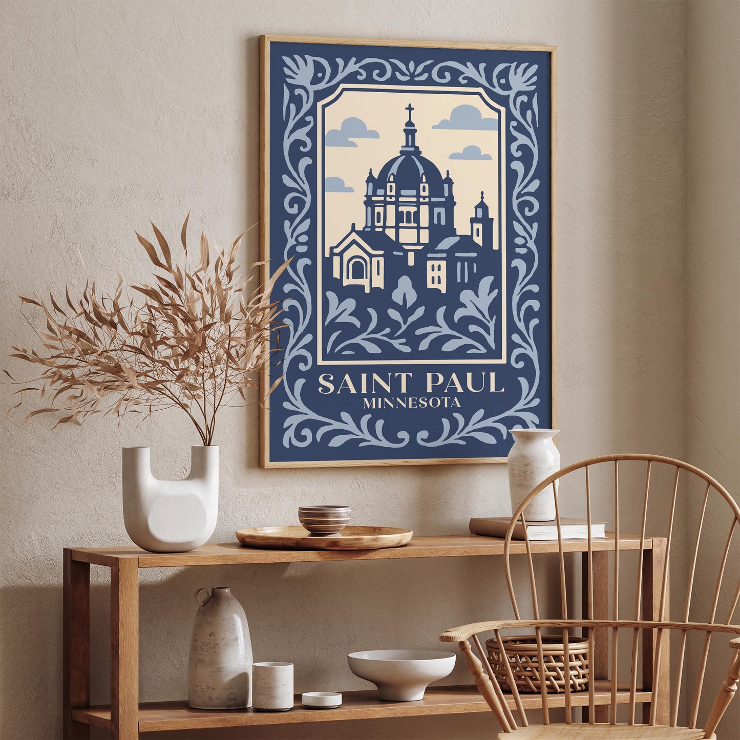 Saint Paul Minnesota Poster – Blue Travel Wall Art Print