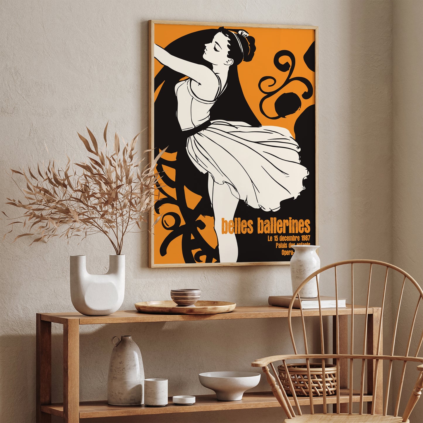 Belles Ballerines Orange Retro Art Print