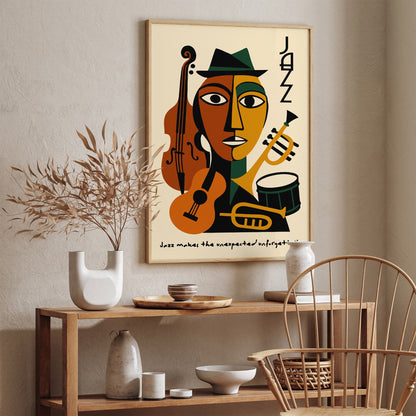 Jazz Music Poster - Retro Cubist Wall Art