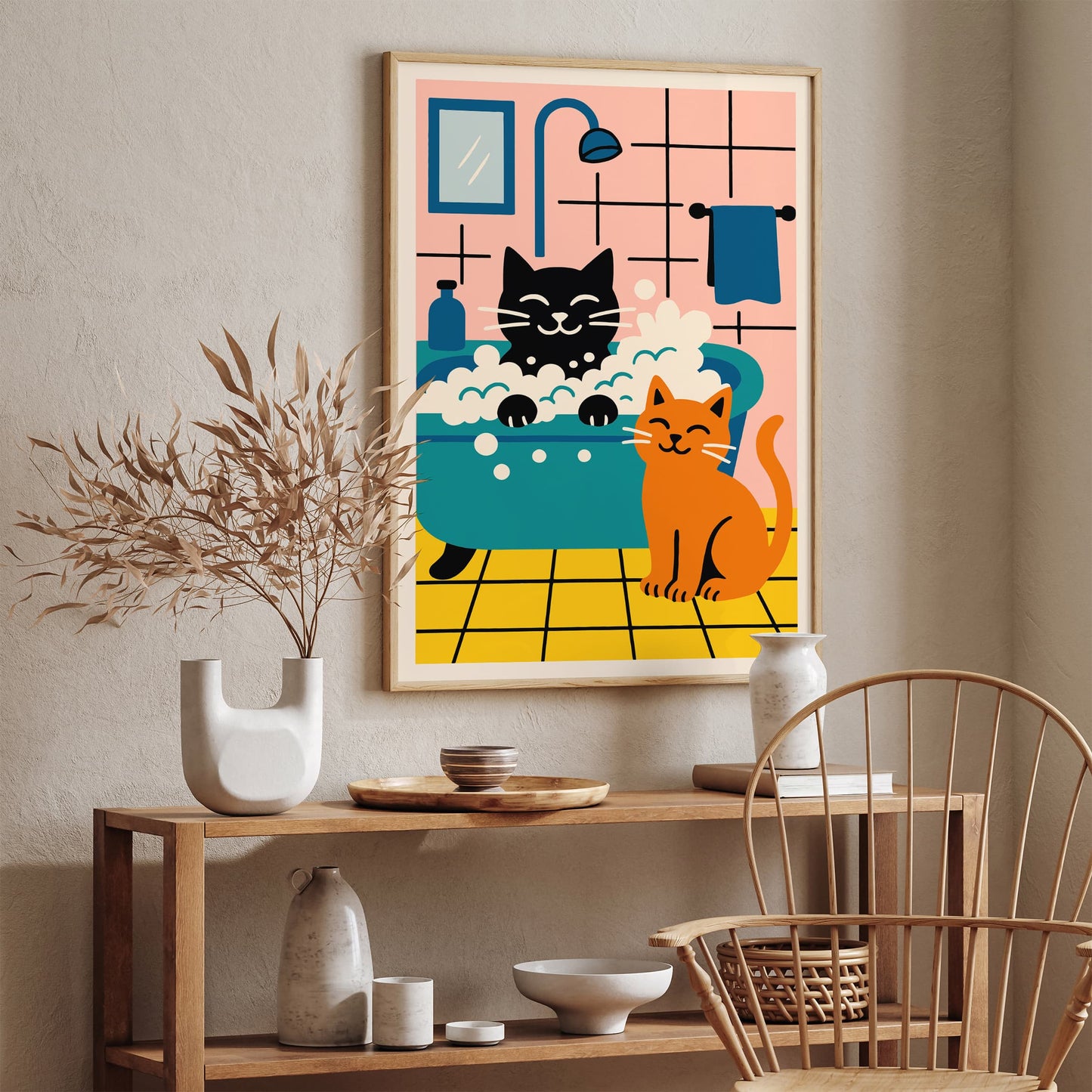 Cats Bathing Time Poster