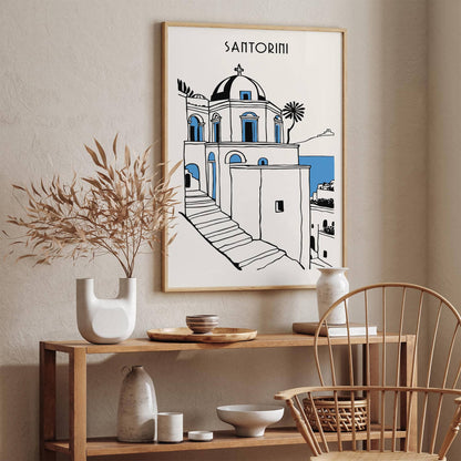 Santorini Minimalist Cityscape Poster