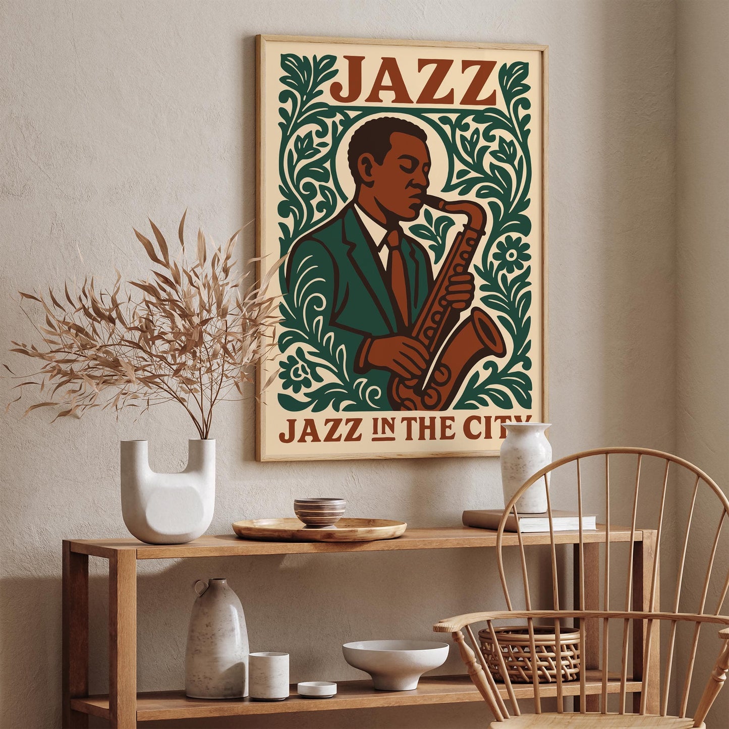 Jazz In The City Poster - Musician Portrait Wall Art