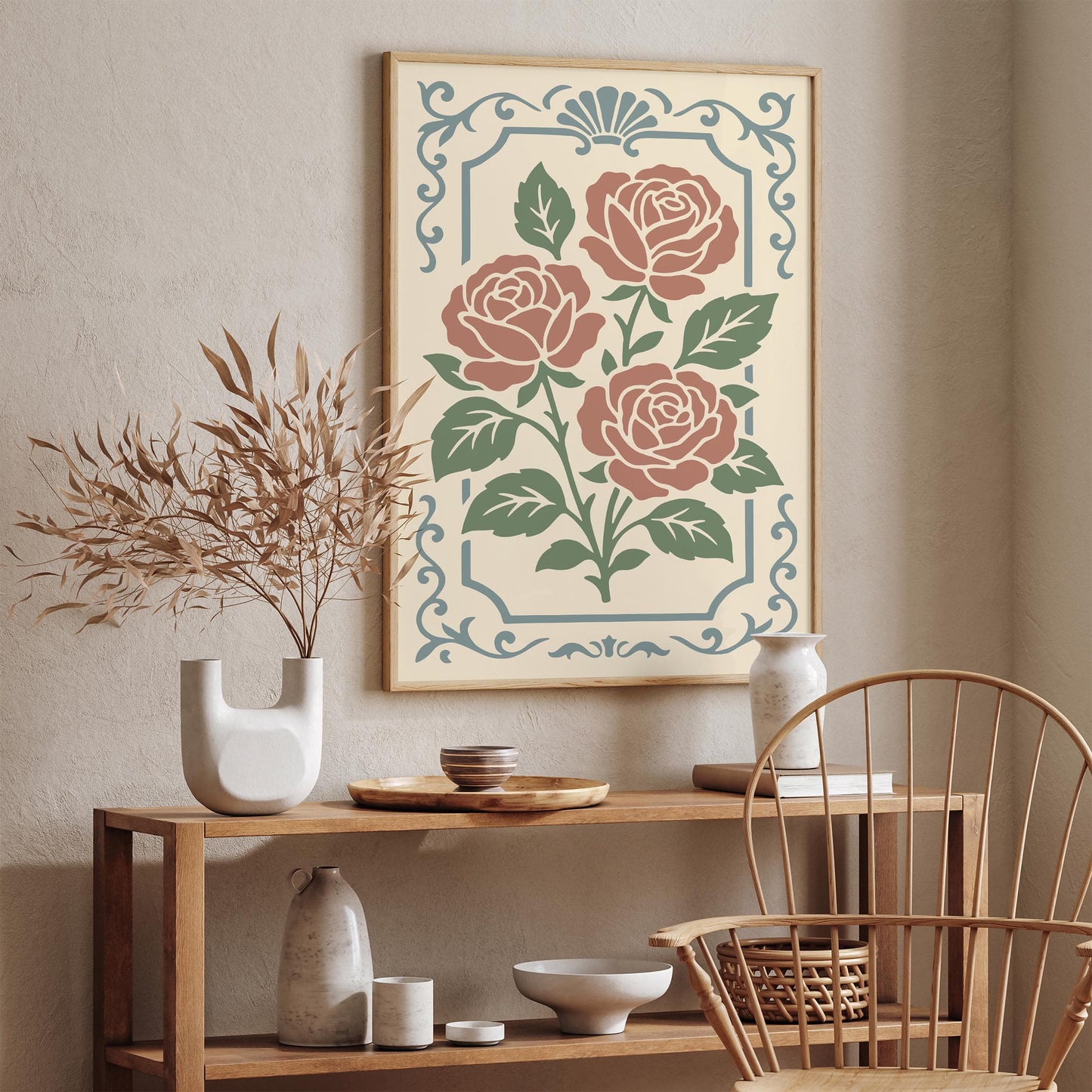 Pastel Roses Print - Château Core Home Decor