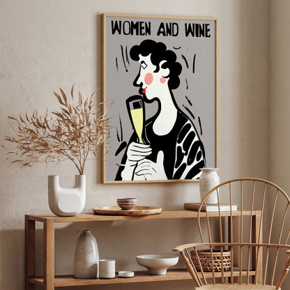 Women and Wine Vintage Poster