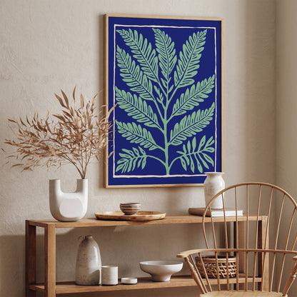 Boho Chic Mint Fern Leaf Poster