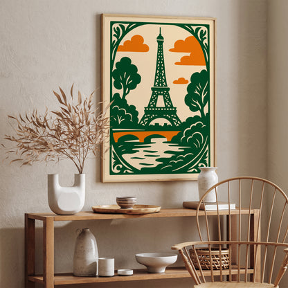 Green Eiffel Tower Paris Poster