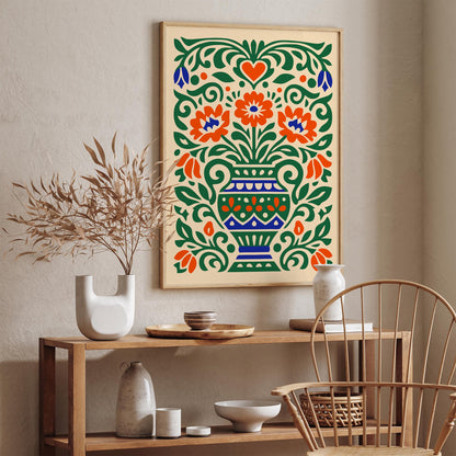 Colorful Cut Paper Flowers in Vase Art Poster