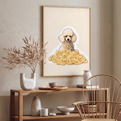 Funny Poodle Dog in Neutral Colors Art Print