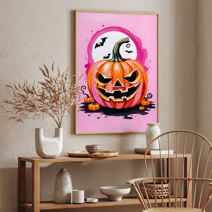 Jack-o'-lantern Halloween Pink Poster