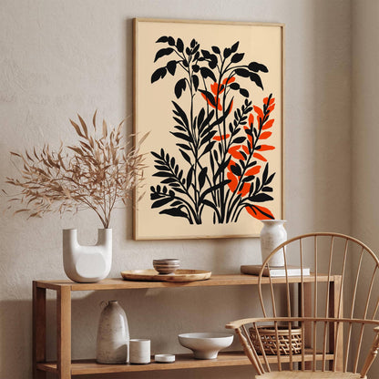 Rustic Botanical Black Ink Floral Art Print