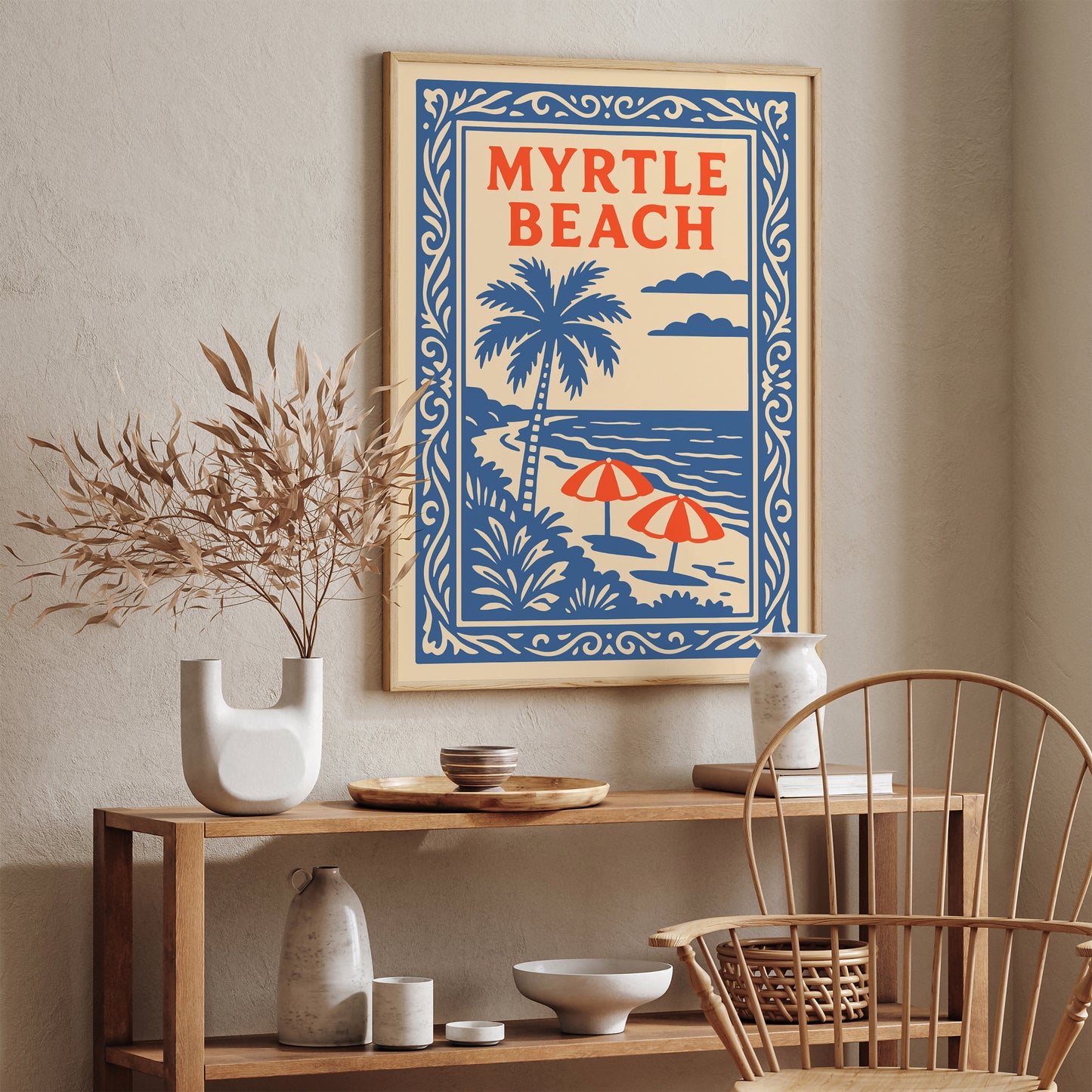 Myrtle Beach Poster - Tropical Blue Landscape Art Print