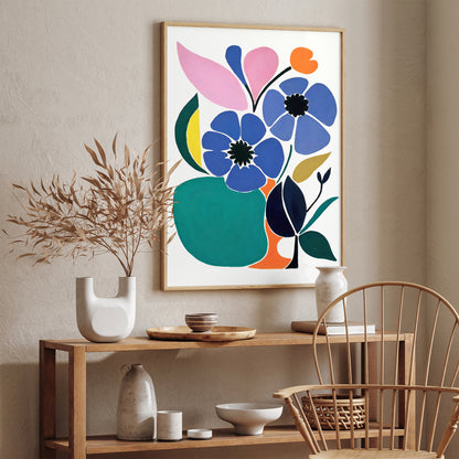 Retro Flowers Art Print