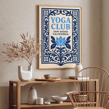 Blue Yoga Club San Diego California Poster