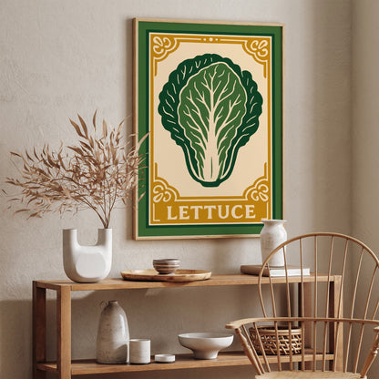 Lettuce Veggie Poster - Rococo Style Kitchen Art Print