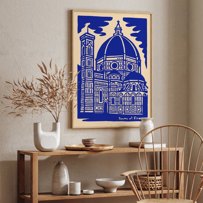 Duomo di Firenze Blue Travel Poster