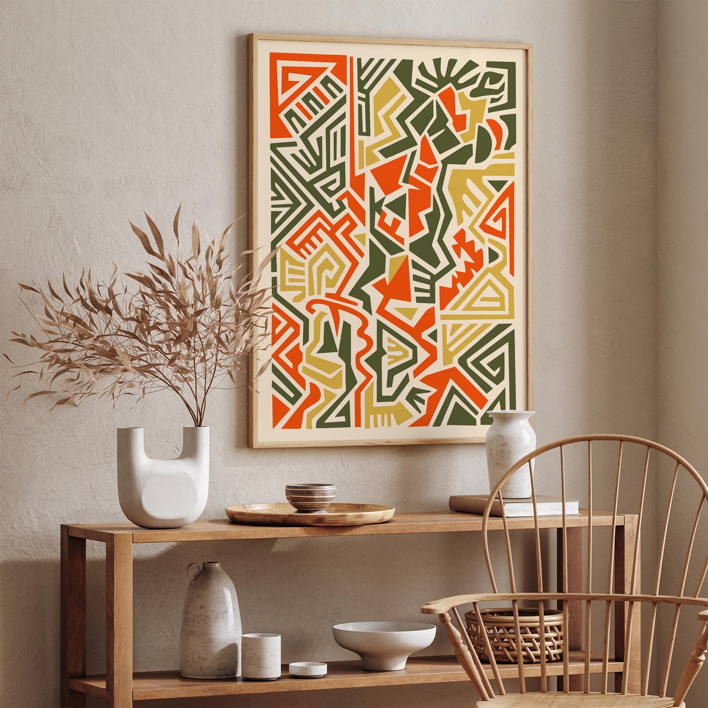 Boho African Maze Abstract Poster