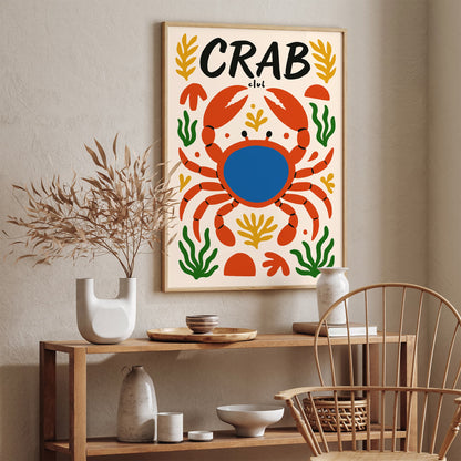 Crab Club Colorful Animal Poster