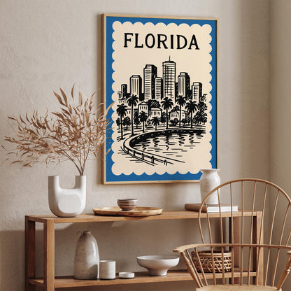 Florida Cityscape Poster - Blue Travel Wall Art 2026