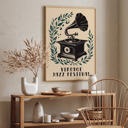 Vintage Jazz Festival Gramophone Art Print