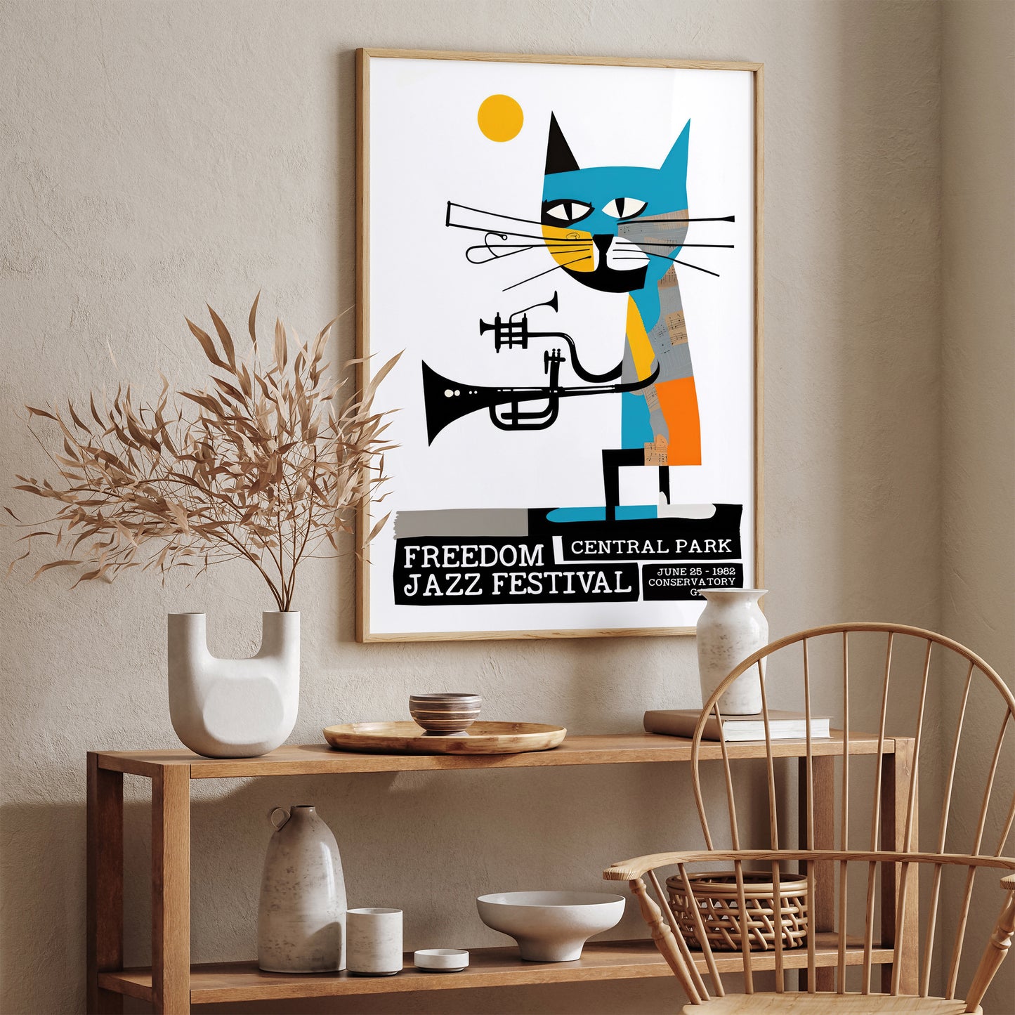 NYC Central Park Jazz Festival Cat Poster