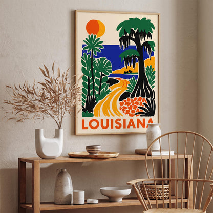 Louisiana Travel Poster - Colorful Landscape Wall Art