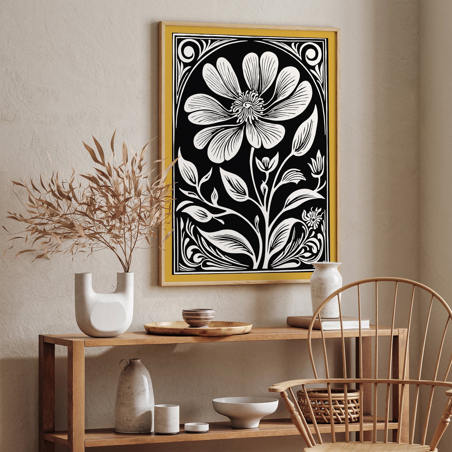 Art Nouveau Elegant Flower Wall Art