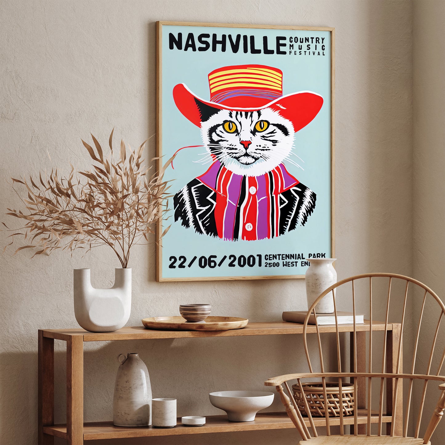 Nashville Country Music Cat Poster