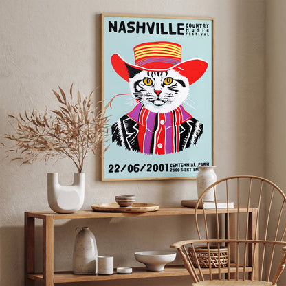 Nashville Country Music Cat Poster