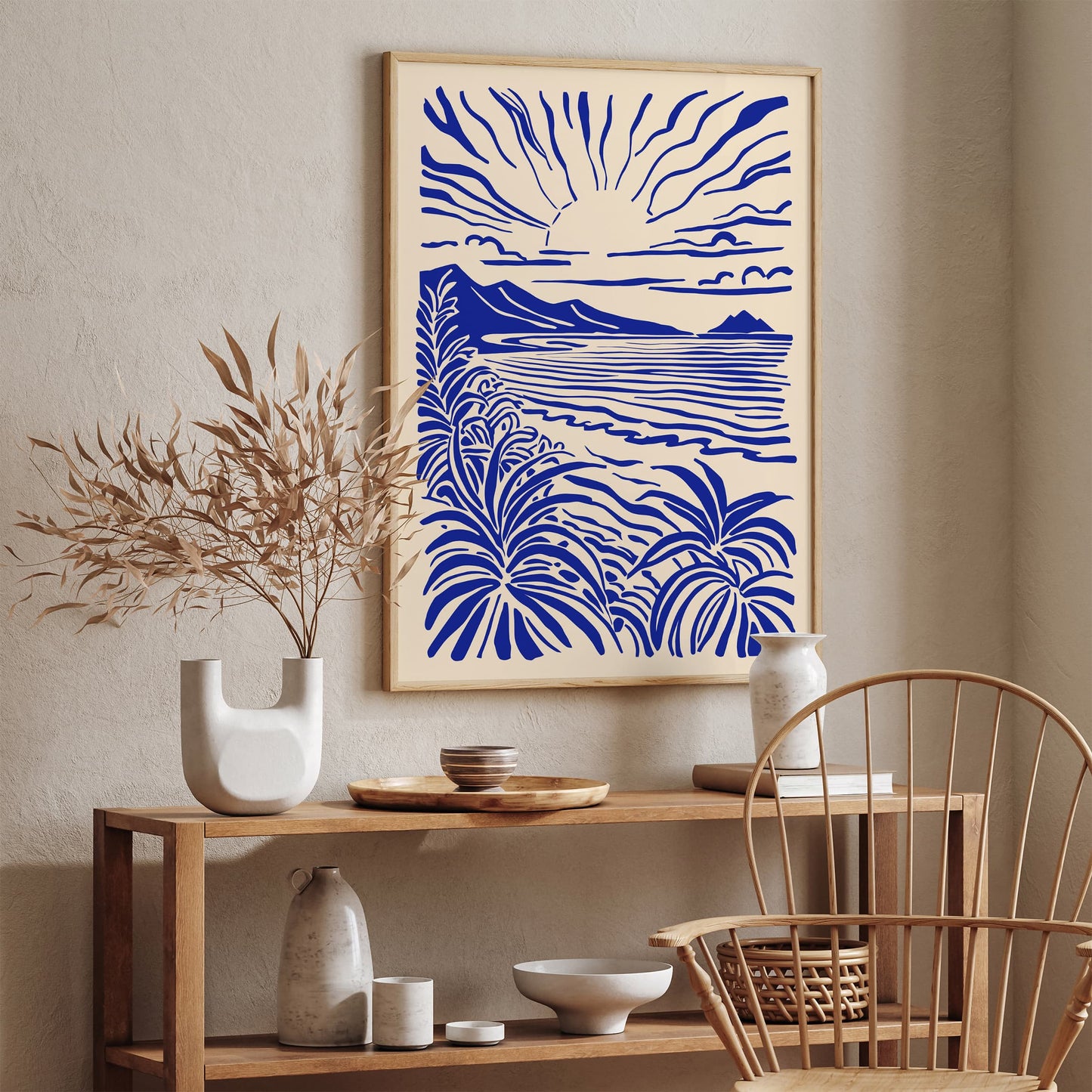 Thailand Blue Tropical Art Print 2025