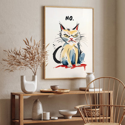 NO - Angry Cat Quirky Poster