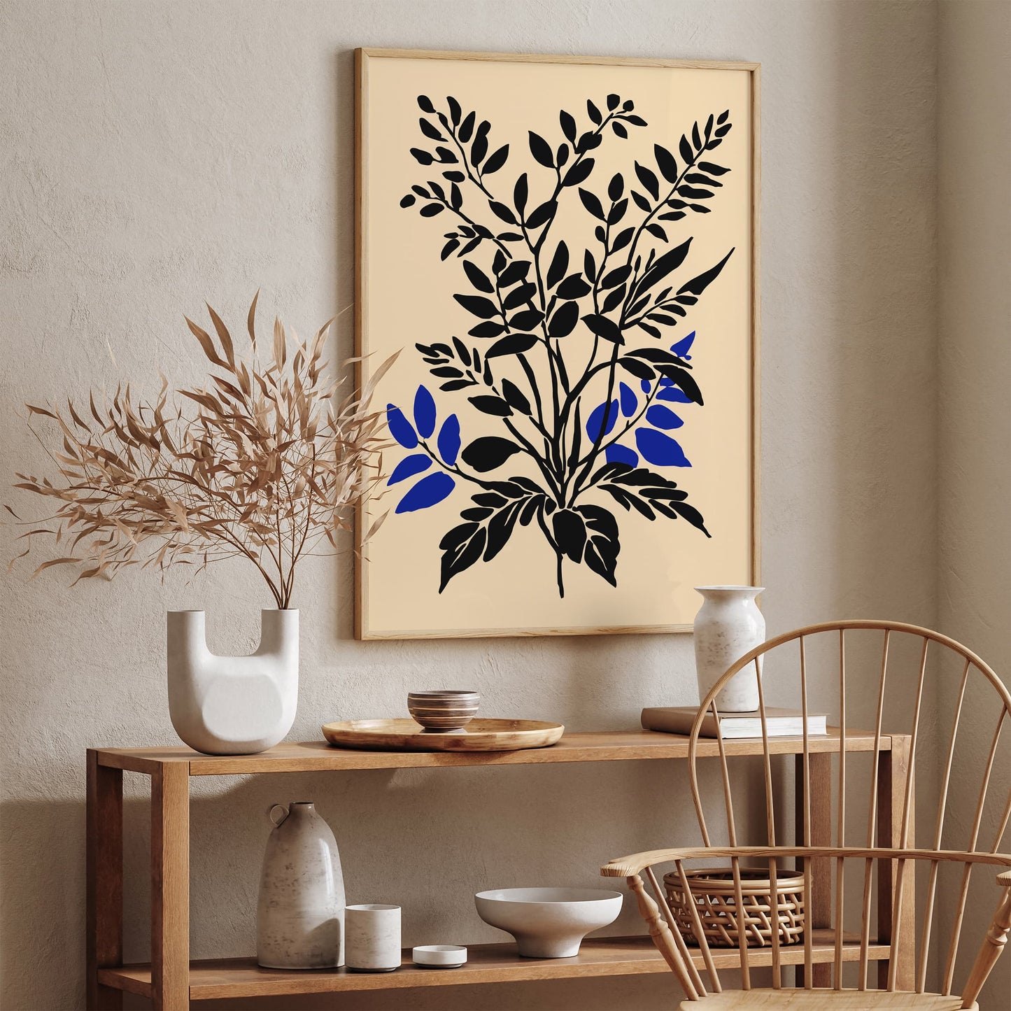 Botanical Black Ink Print - Modern Shape Art