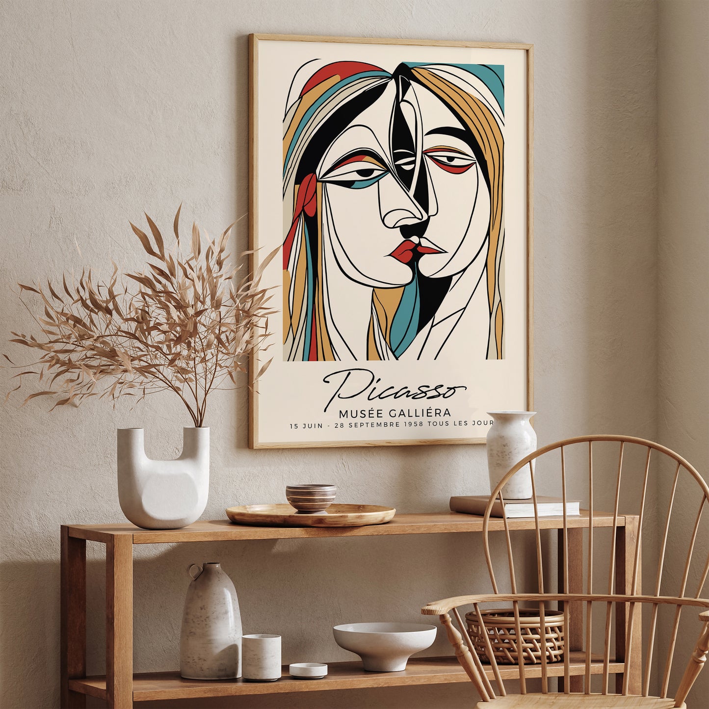 Picasso Line Art Couple Poster