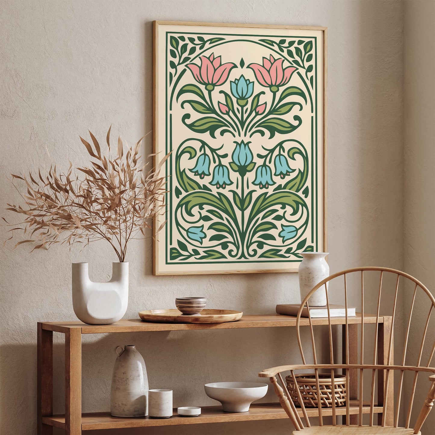 Art Nouveau Floral Wall Art Print – Vintage Botanical Poster