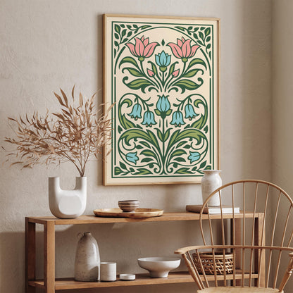 Art Nouveau Floral Wall Art Print – Vintage Botanical Poster