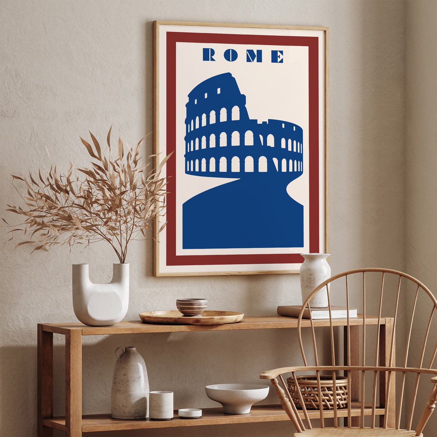 Rome Travel Poster - Retro Minimalist Wall Art
