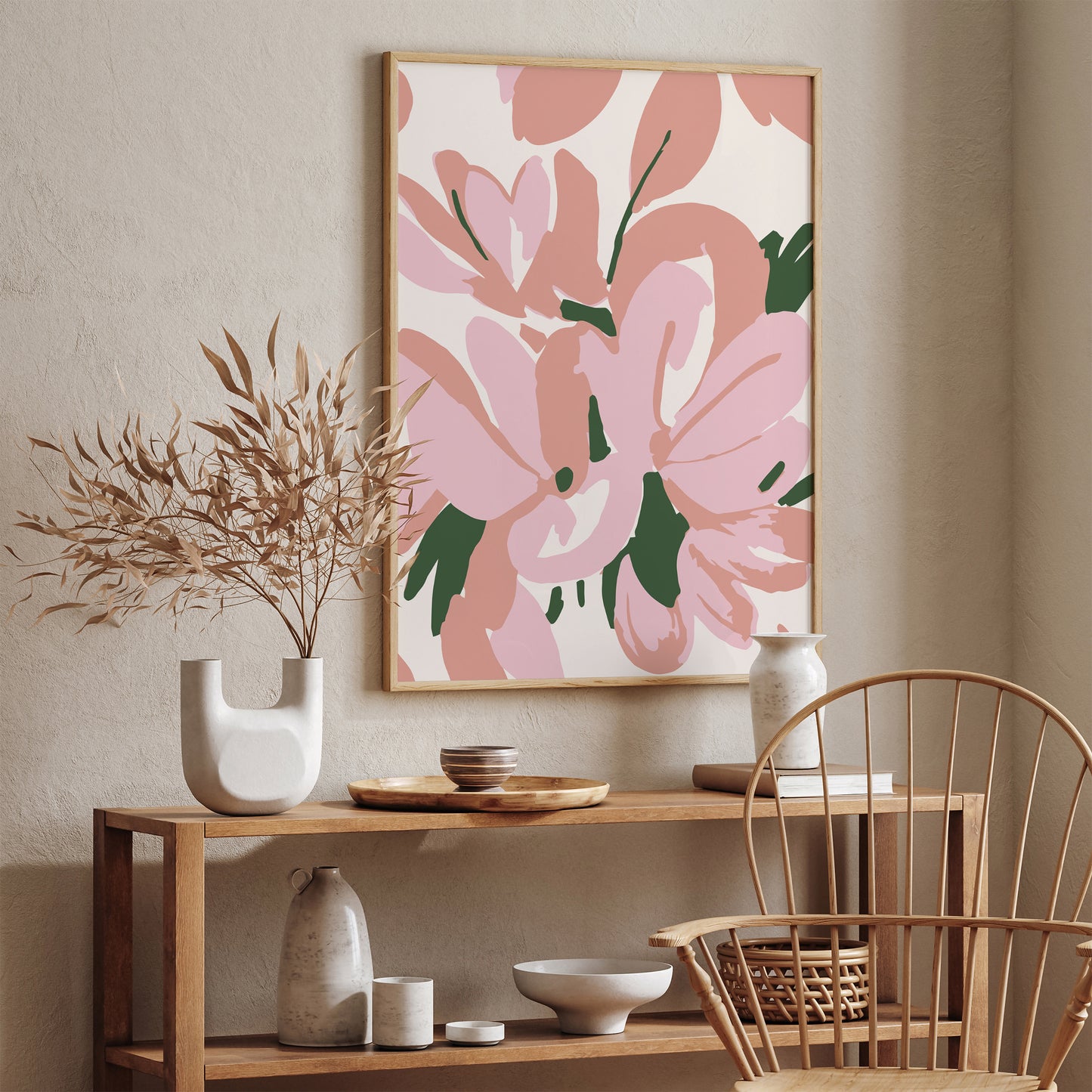 Abstract Pastel Flowers Poster Print