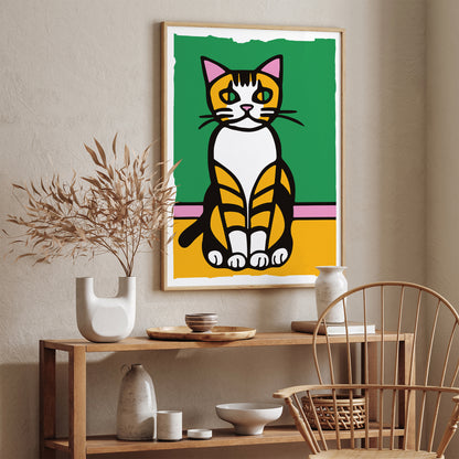 Anxious Kitten Quirky Art Print