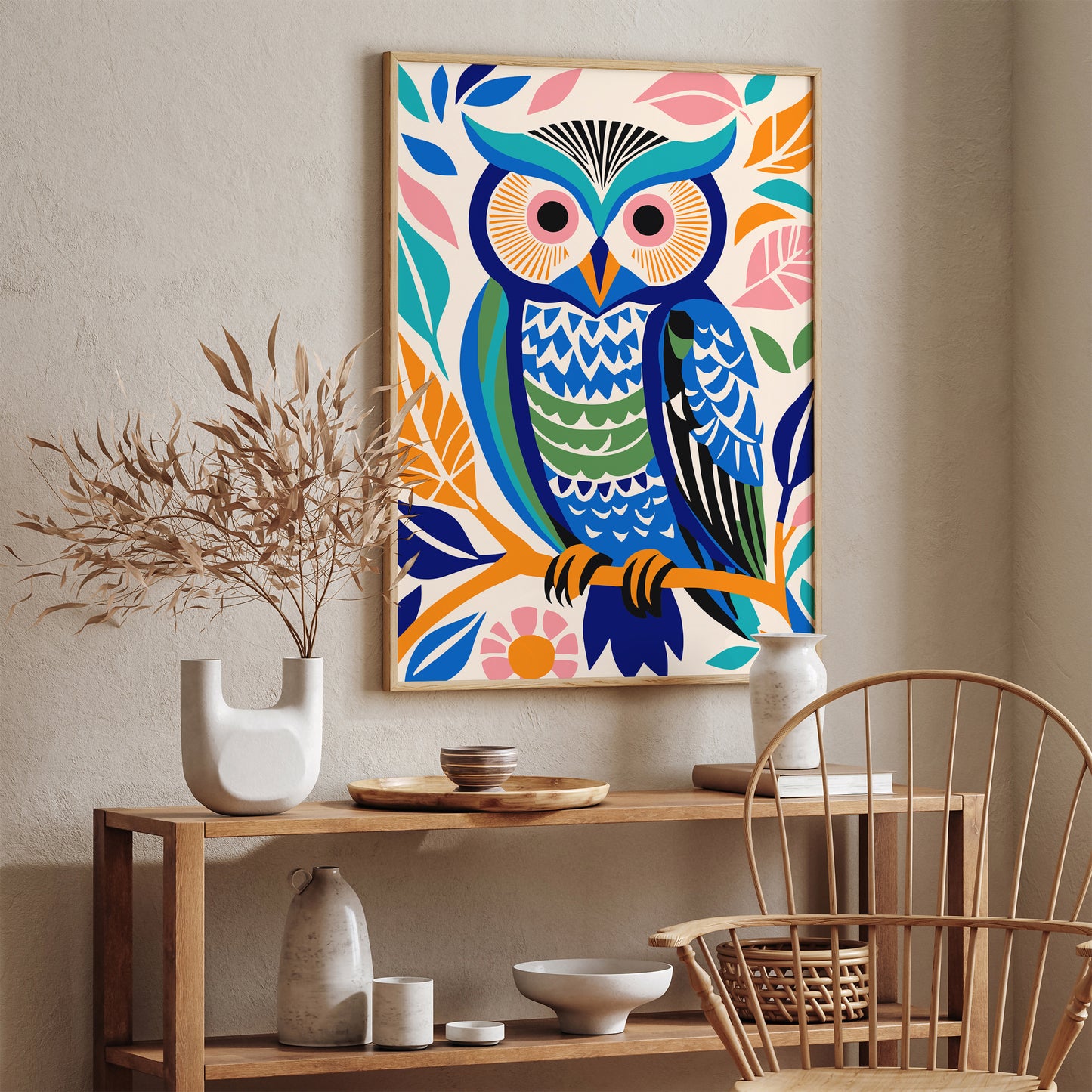 Bohemian Owl Wall Art Eclectic Decor